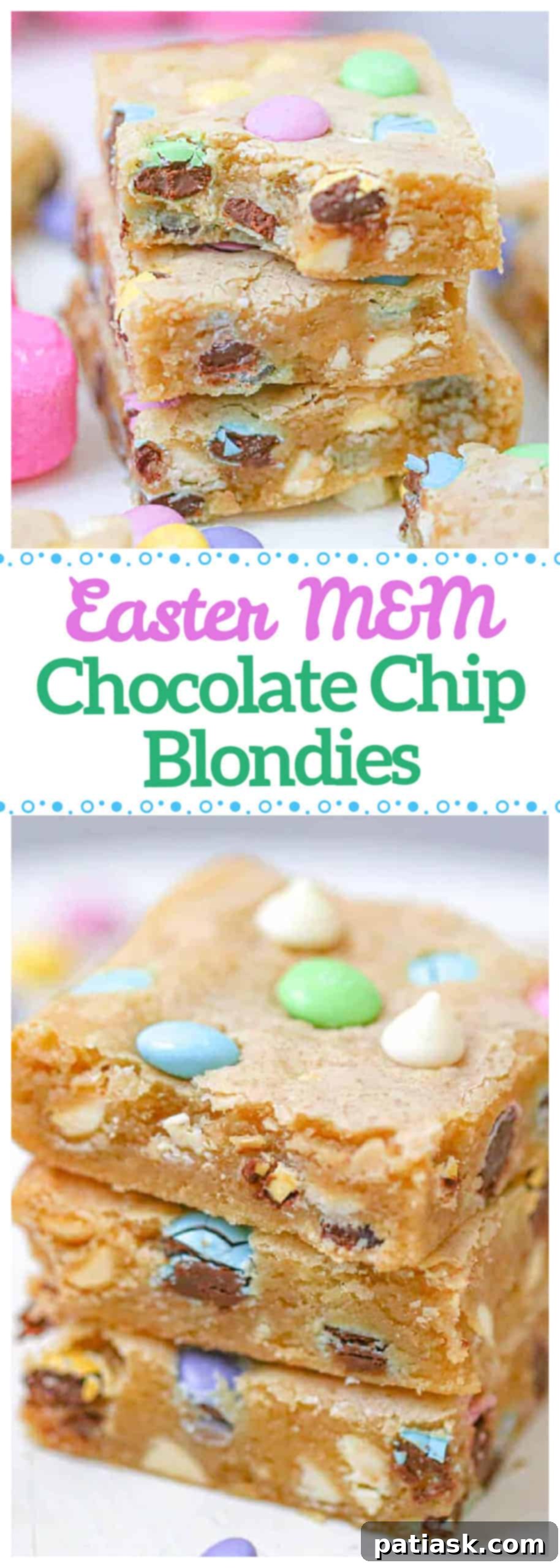 Springtime M&M Chocolate Chip Blondie Bars 12 easter dessert ideas with blondies