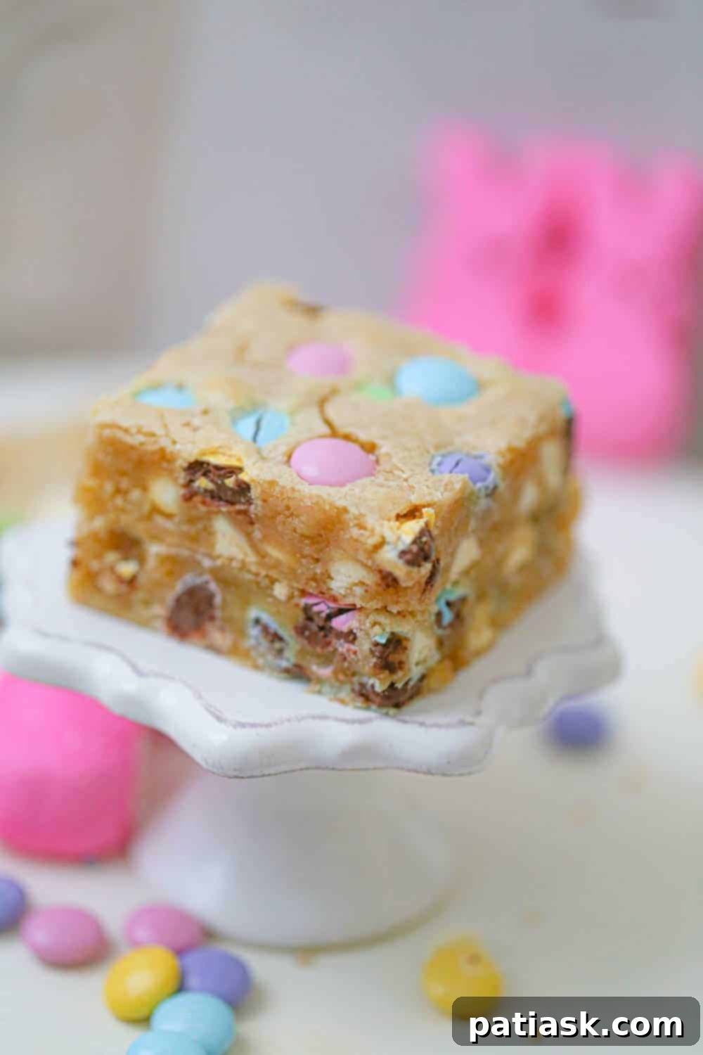 Springtime M&M Chocolate Chip Blondie Bars 5 Baking steps for M&M blondie bar recipe