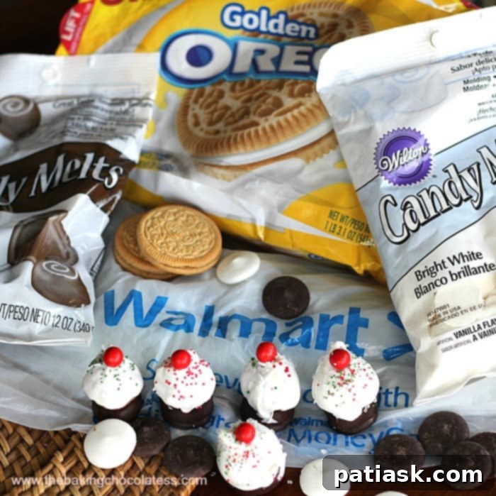 Golden Oreo Cupcake Truffles 10 display with oreos and melts