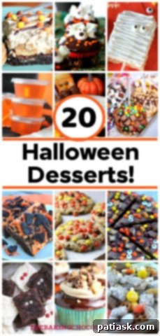20 Hauntingly Delicious Halloween Treats 24 Various Halloween treats and desserts arranged.