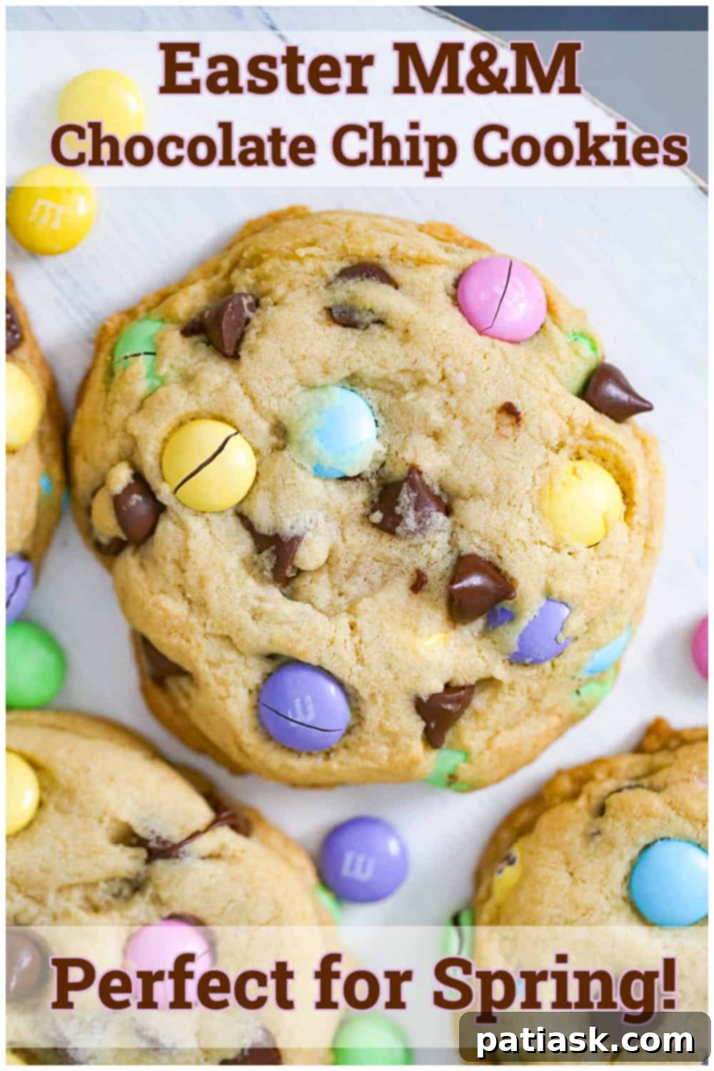 Delicious M&M Chocolate Chip Cookies with pastel colors