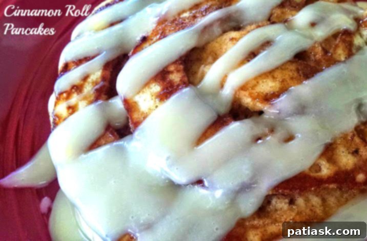 Spiral Cinnamon Pancakes 2 Cinnamon Roll Pancakes (Cream Cheese Glaze Included)