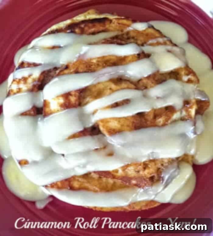Spiral Cinnamon Pancakes 3 Cinnamon Roll Pancakes (Cream Cheese Glaze Included)