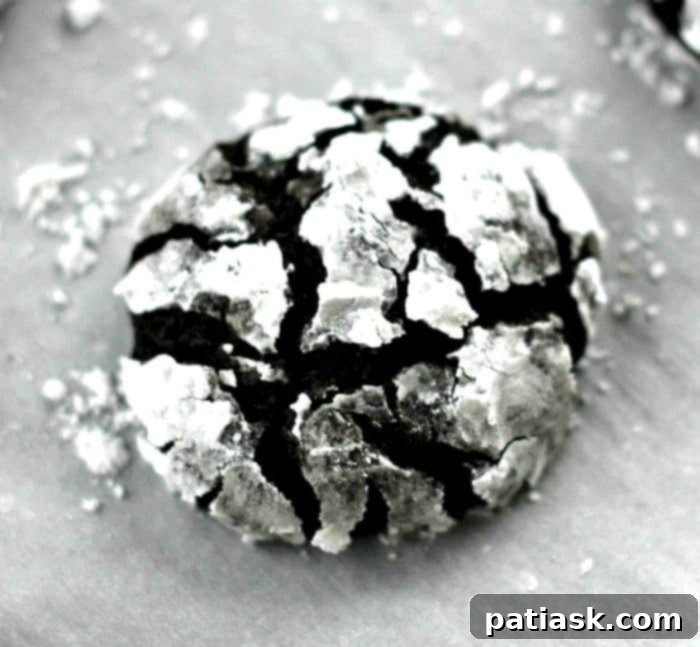 Fudgy Chocolate Crackle Cookies 4 Close-up of baked Chocolate Crackle Cookies