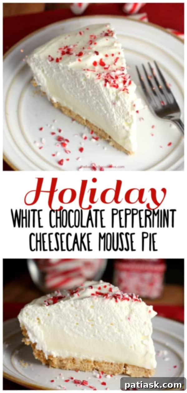 White Chocolate Peppermint Cheesecake Mousse Pie