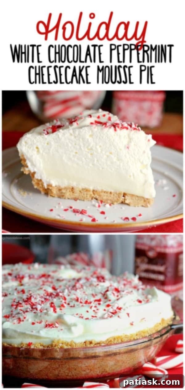 White Chocolate Peppermint Cheesecake Mousse Pie