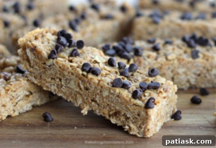 Ultimate Chocolate Chip Peanut Butter Granola Bars 2 No-Bake Chewy Chocolate Chip Peanut Butter Granola Bars recipe, perfect for a healthy snack or breakfast