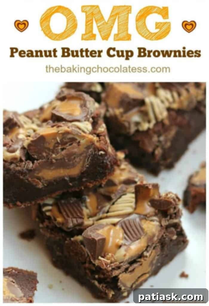 Ultimate Peanut Butter Cup Brownies 6 OMG Peanut Butter Cup Brownies with a rich, dark chocolate base and peanut butter cups