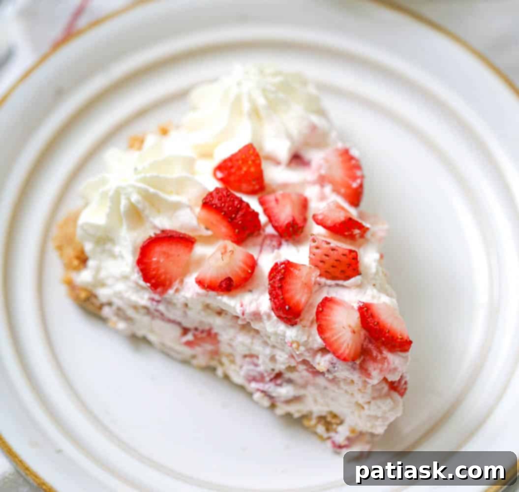 Velvety Strawberry Cheesecake Pie 7 No-bake cream cheese strawberry cheesecake cream pie recipe in pan