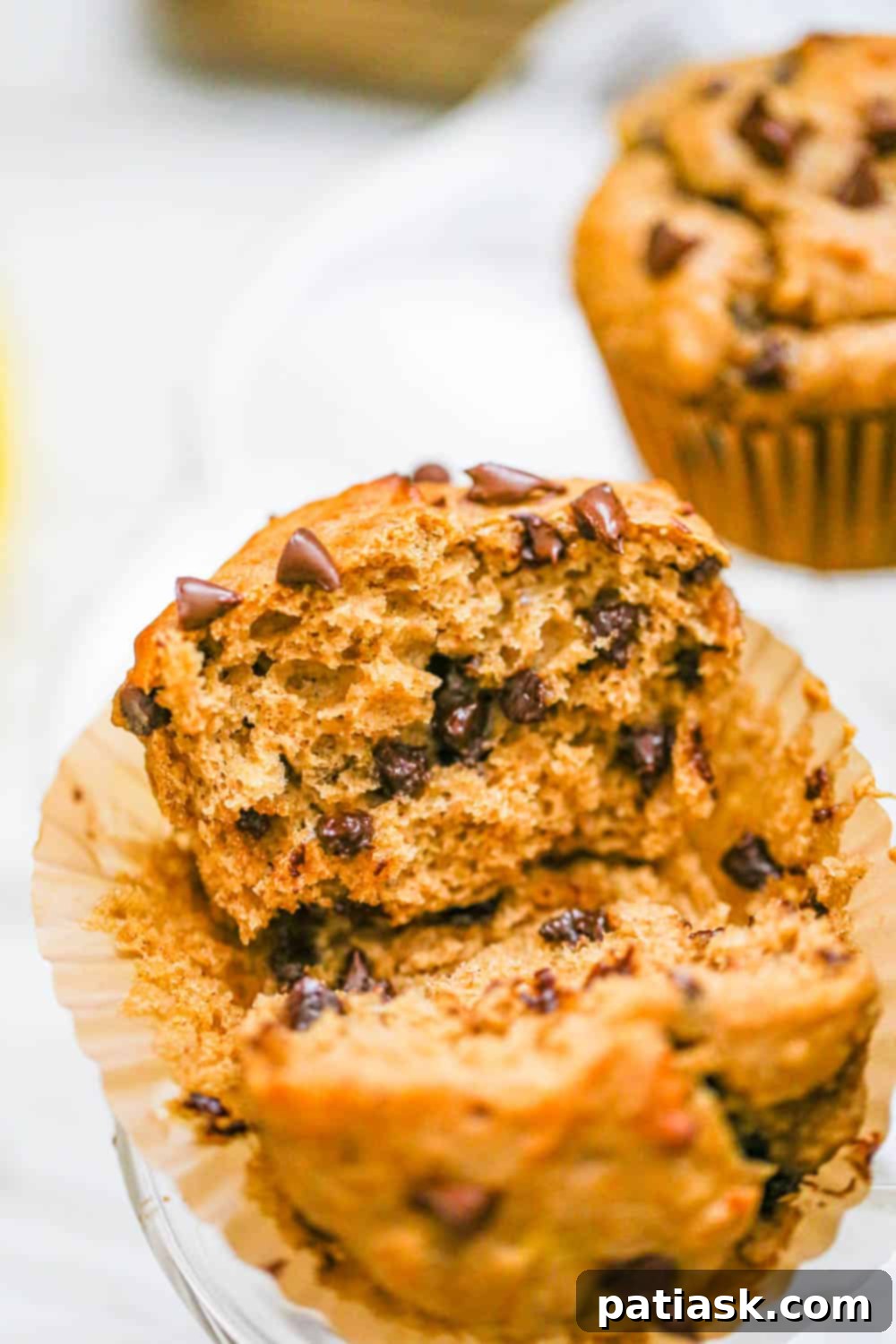 Peanut Butter Bliss Muffins 4 A batch of warm Peanut Butter Chocolate Chip Muffins