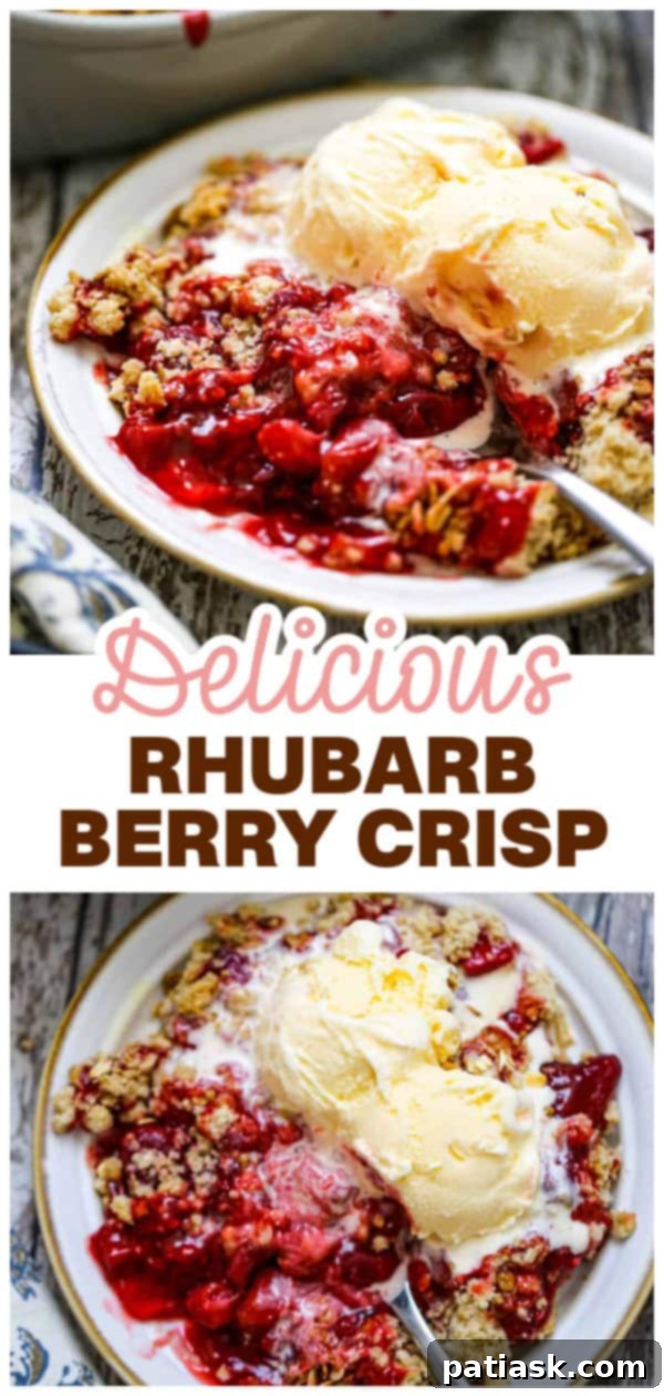 Rhubarb Berry Crisp overhead shot
