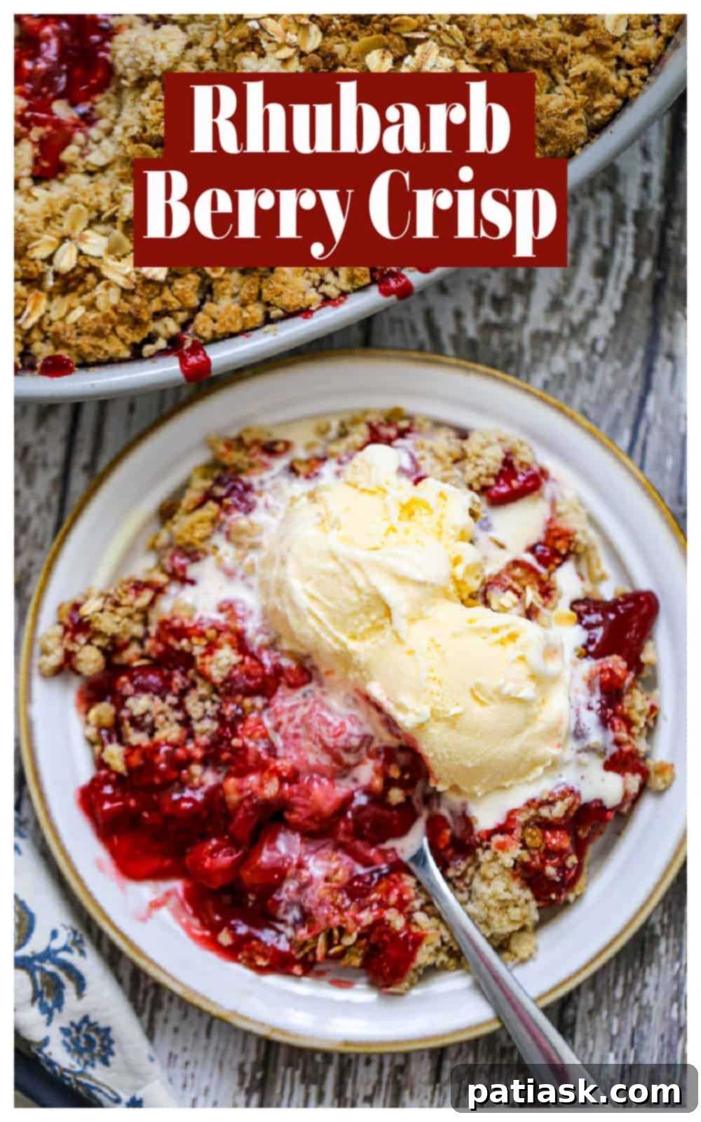 fruity dessert with berries and rhubarb