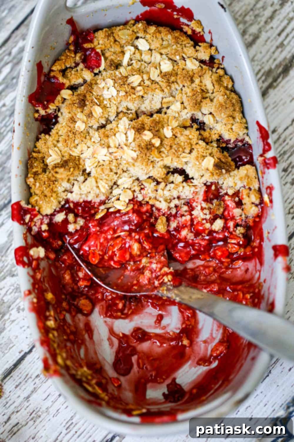 Fresh Rhubarb Berry Crisp ready for baking