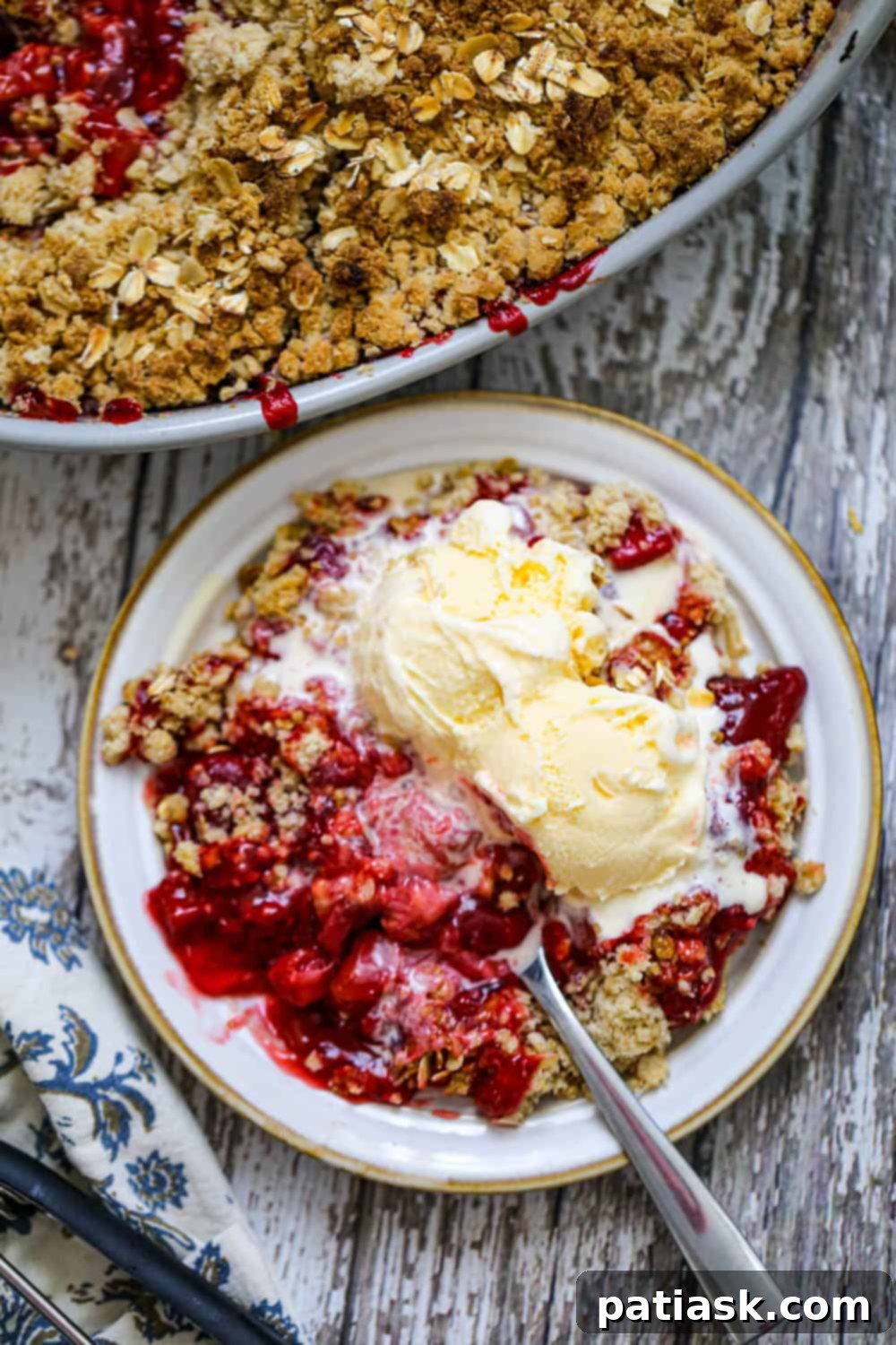 10 Sweet Treats to Celebrate Dad This Father's Day 9 Rhubarb Berry Crisp with Vanilla Ice Cream for Father's Day