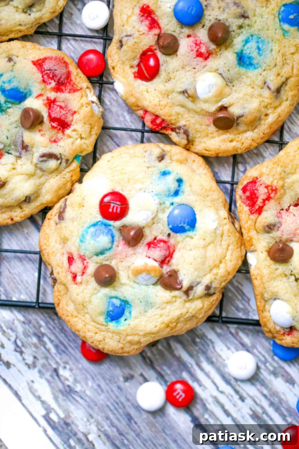 m&m cookies loaded with chocolate chips