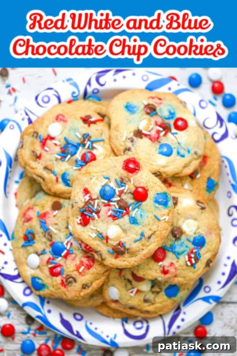 Red White and Blue Chocolate Chip Cookies red white and blue cookies m&m