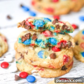 Best Red White and Blue M&M Chocolate Chip Cookies
