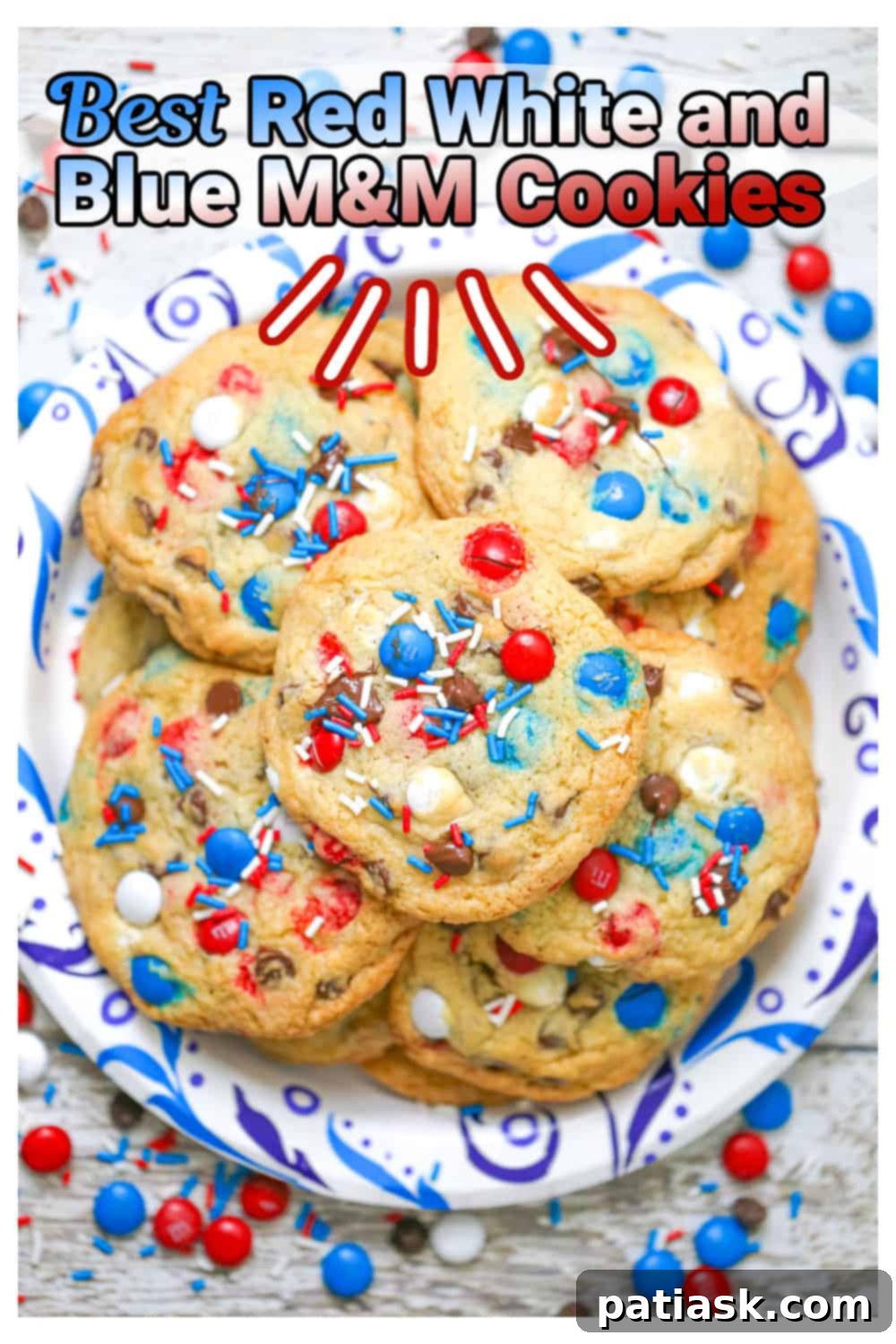 Best Red White and Blue M&M Chocolate Chip Cookies
