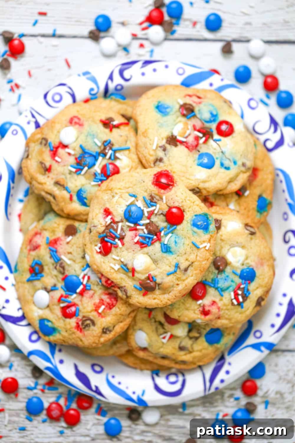 red white blue chocolate chip cookies