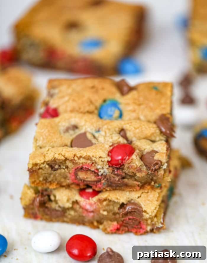 Patriotic M&M Party Cookie Bars