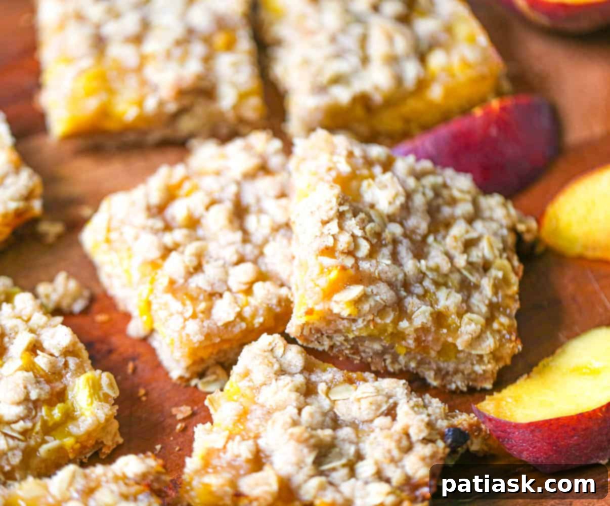 easy Oatmeal Peach Pie Crumble Bars recipe