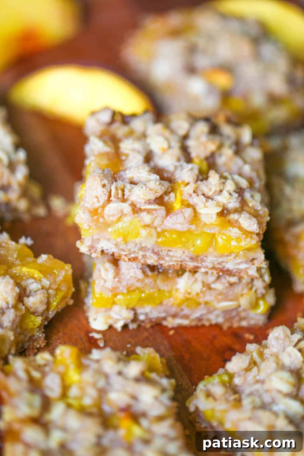 easy Oatmeal Peach Pie Crumble Bars recipe