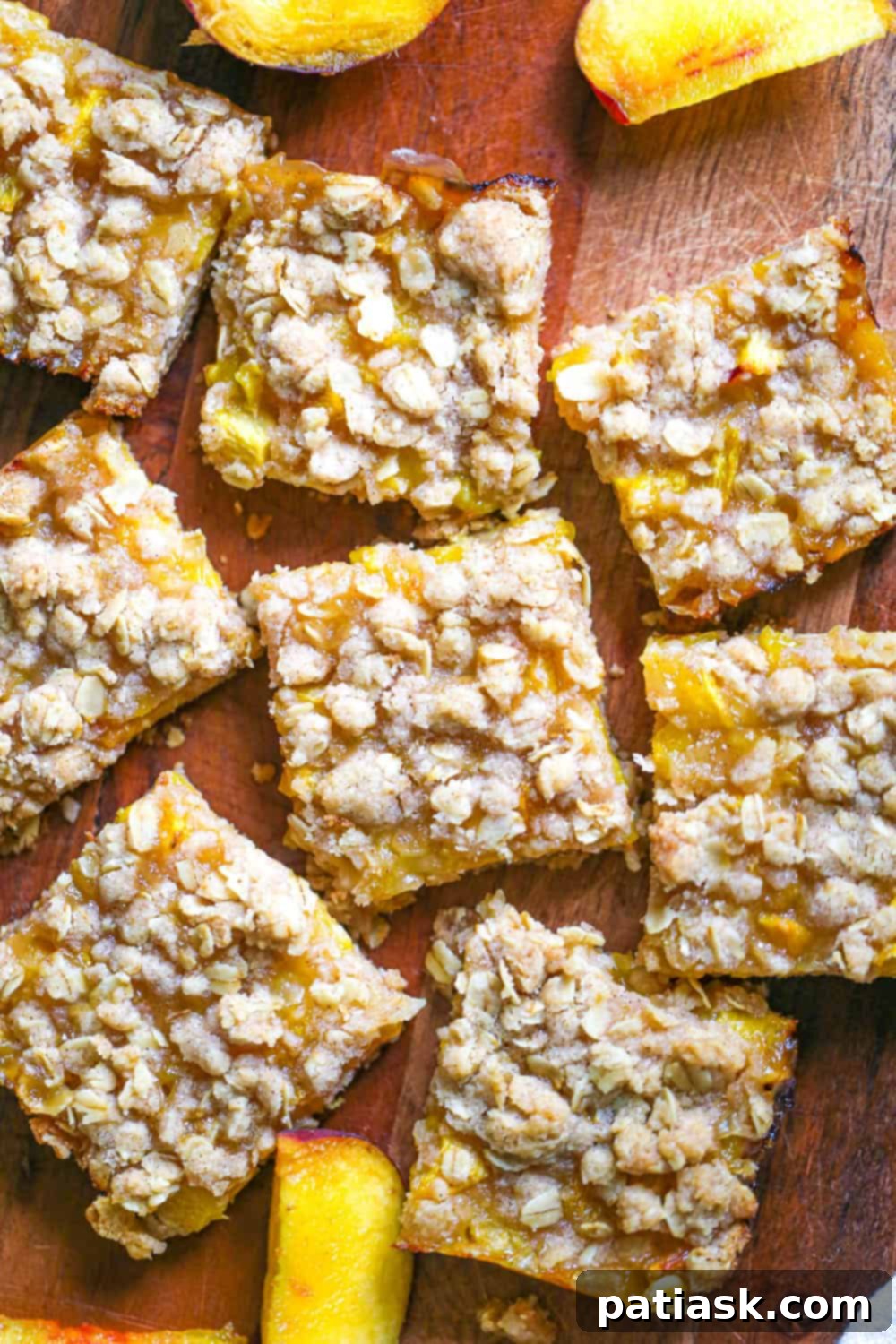 easy Oatmeal Peach Pie Crumble Bars recipe