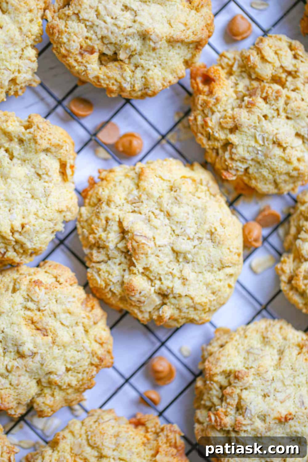 Warm, freshly baked oatmeal butterscotch cookies