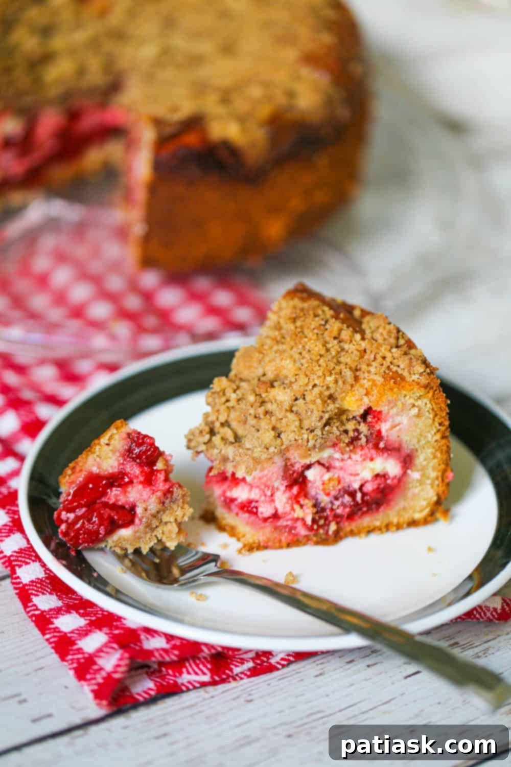Cherry Cheesecake Coffee Cake 6 Another beautiful shot of the Cherry Cream Cheese Coffee Cake, highlighting its inviting appearance.