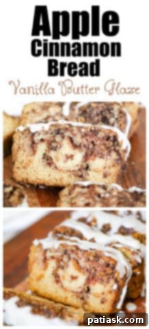 Spiced Apple Cinnamon Bread 9 Slices of glazed apple cinnamon bread on a cutting board