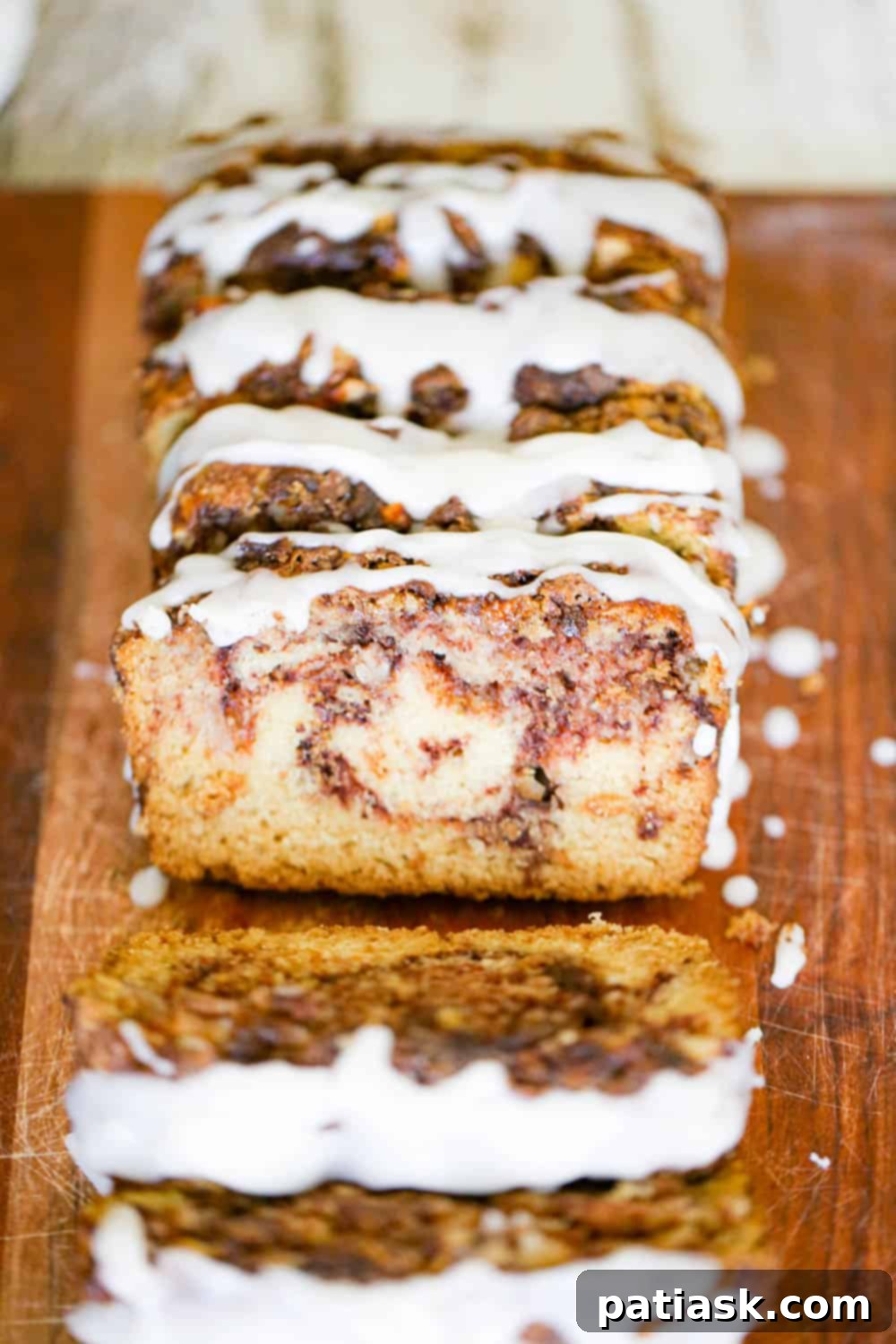Spiced Apple Cinnamon Bread 7 A final close-up of glazed apple cinnamon bread slices, irresistible.