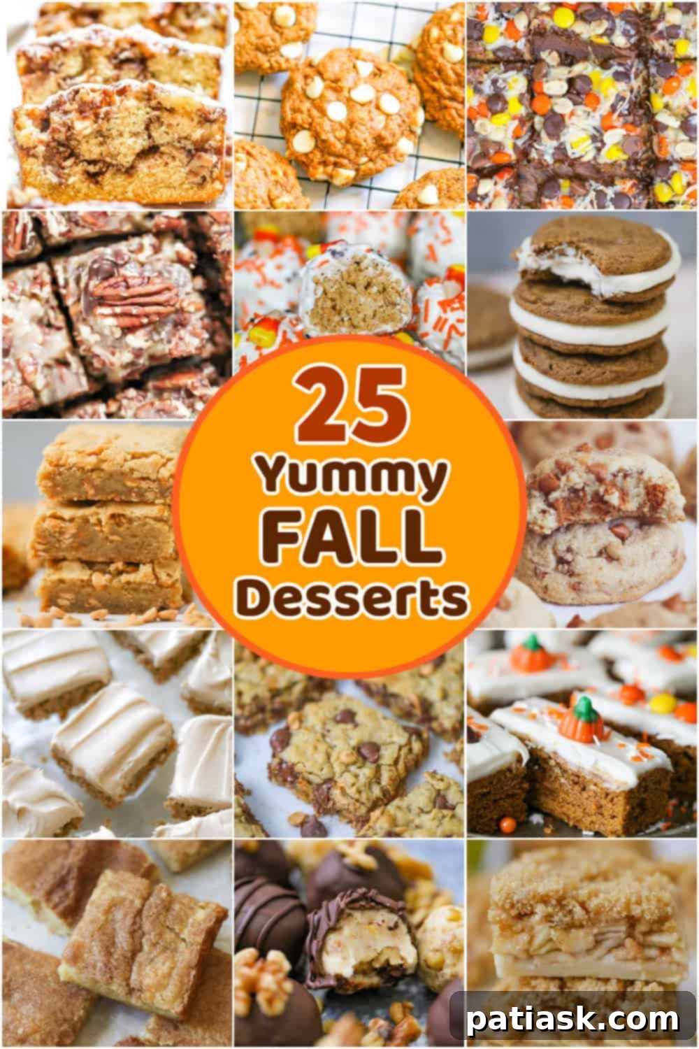 25 Irresistible Fall Desserts 2 A vibrant collection of 25 delicious fall desserts, including apple pies, pumpkin cakes, and spiced cookies, perfect for autumn baking.