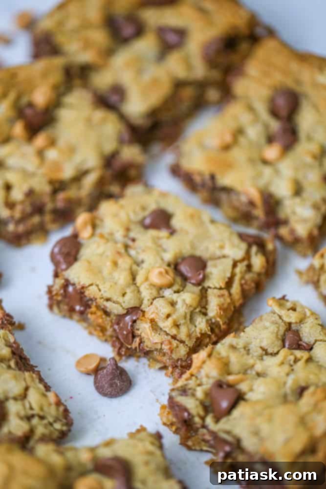 25 Irresistible Fall Desserts 9 Oatmeal Butterscotch & Chocolate Chip Cookie Bars, a perfect snack for fall