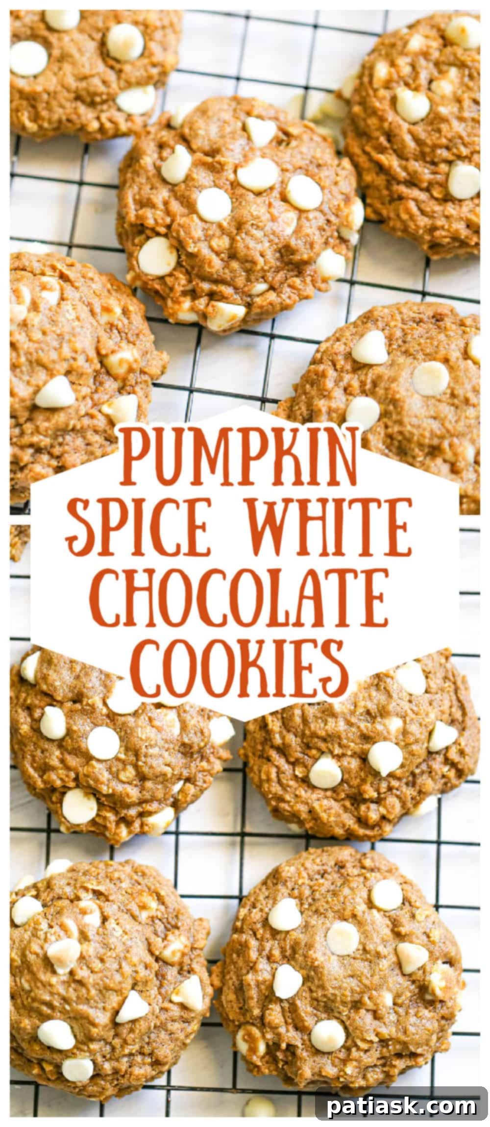 25 Irresistible Fall Desserts 19 Pumpkin Spice Chocolate Chip Oatmeal Cookies with white chocolate and dried cherries, a delicious fall treat