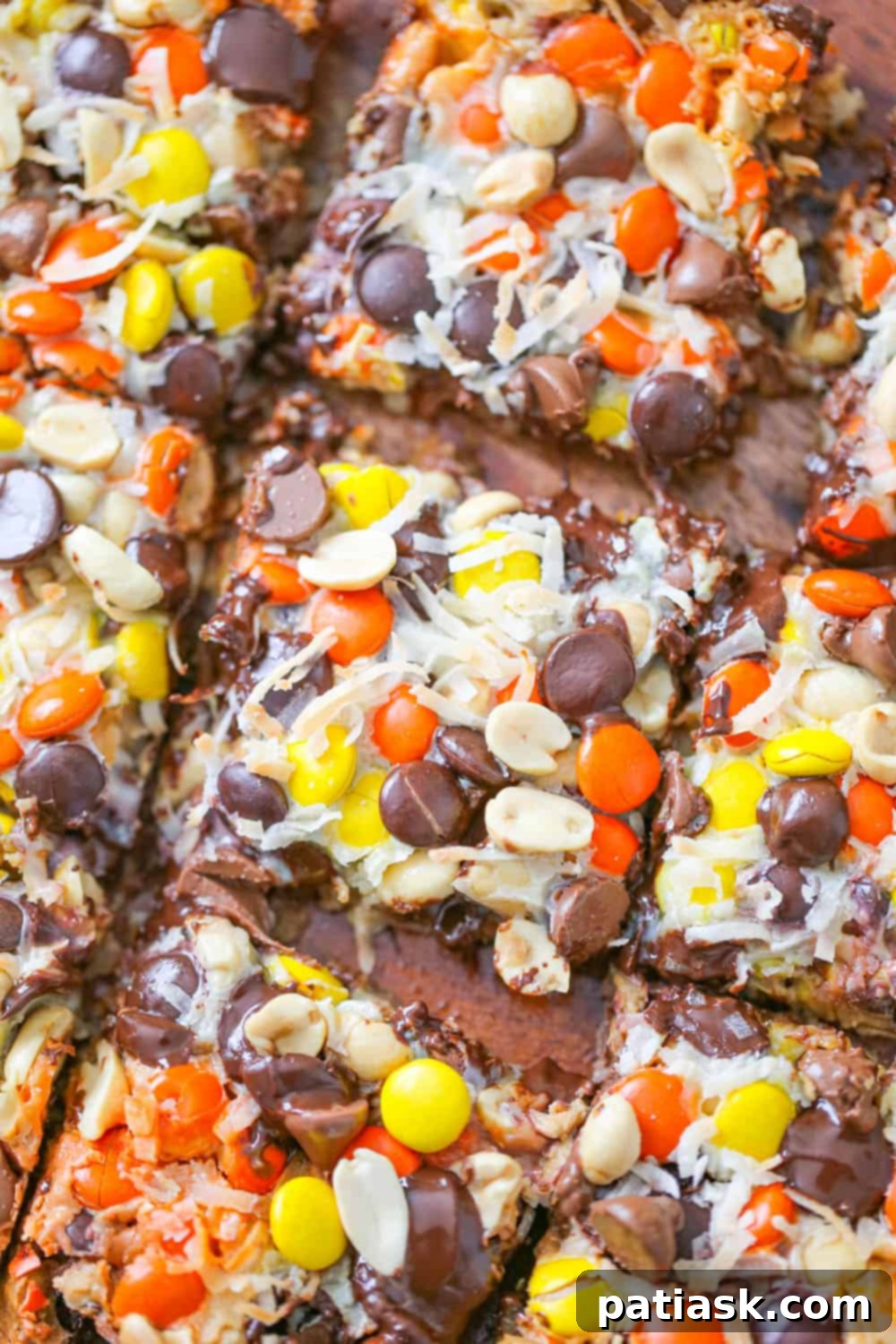 Reese's Pieces Peanut Butter Dream Bars 2 Gooey Reese's Pieces Magic Bars with graham cracker crust