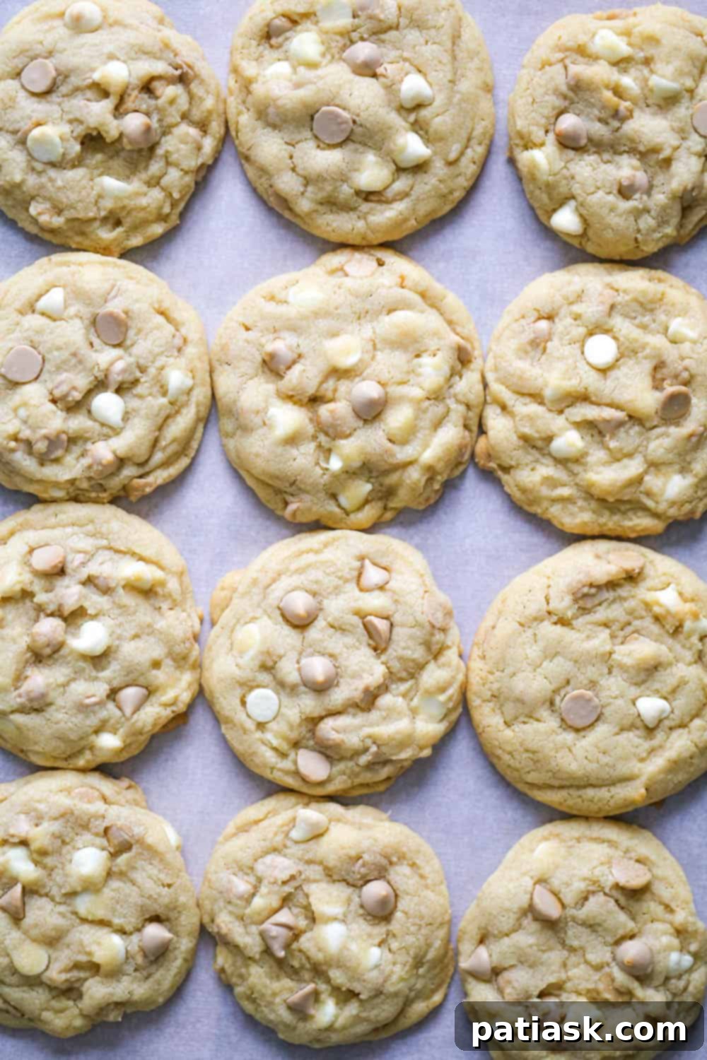 Sweet & Salty White Chocolate Caramel Gems 4 Salted Caramel White Chocolate Cookies arranged on a plate