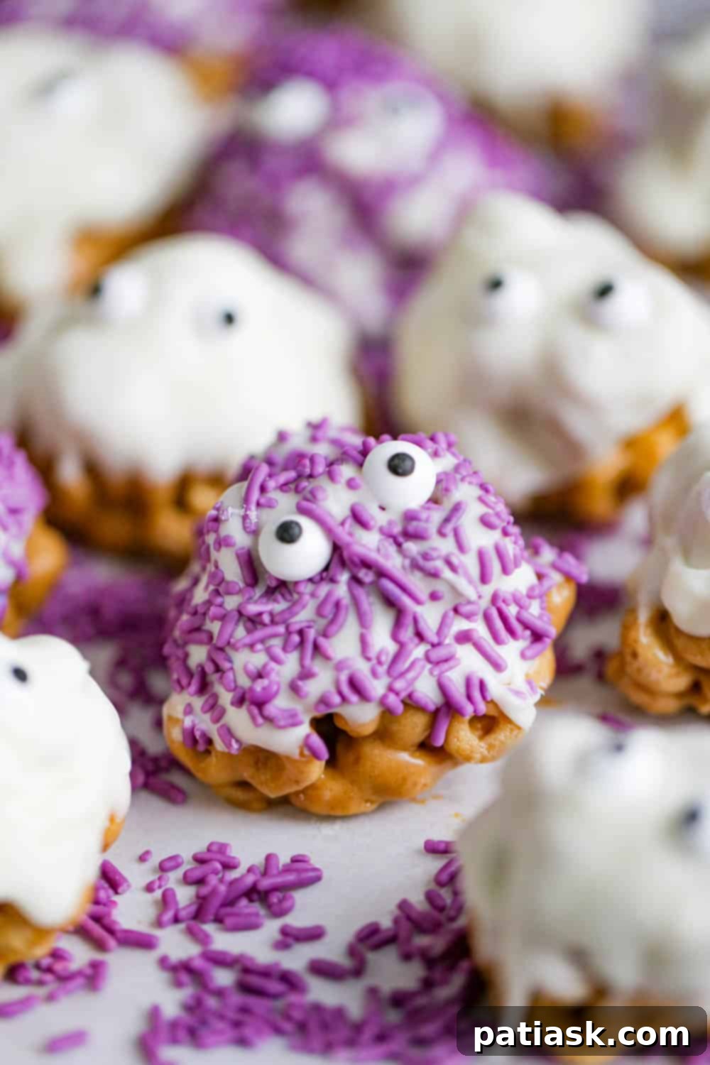 Spooky Cereal Snack Bars 6 Easy Halloween Cereal Treats arranged on a platter, ready to serve
