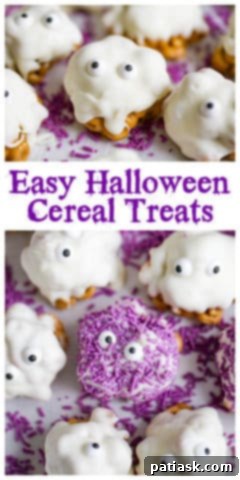Spooky Cereal Snack Bars 10 A tall image for Pinterest showcasing Easy Halloween Cereal Treats