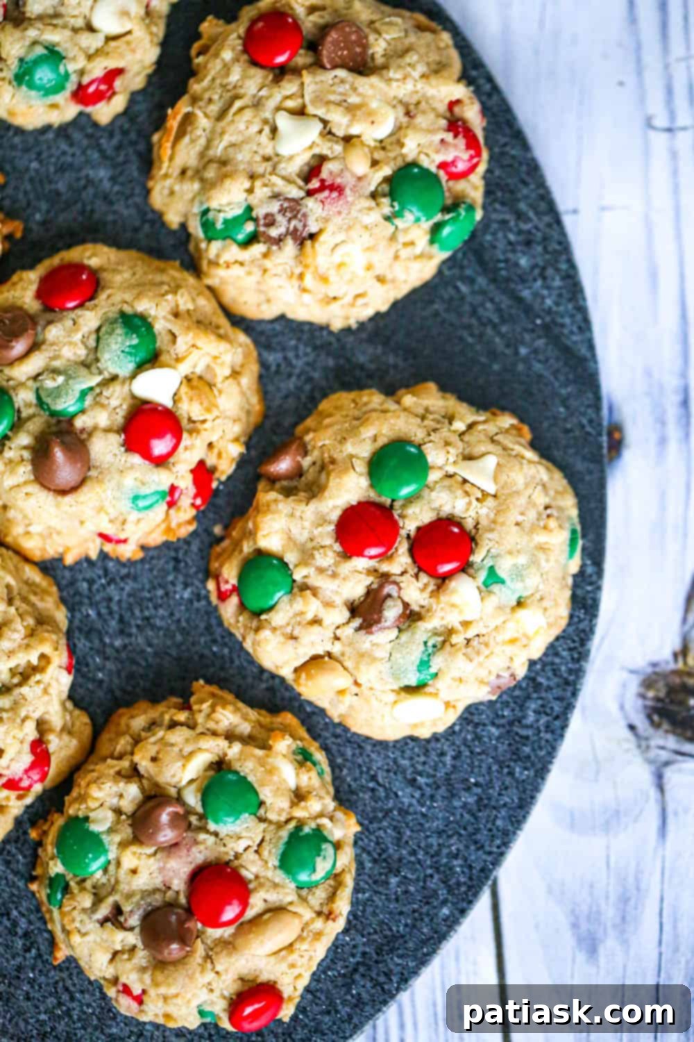 Christmas cowboy cookies recipe featuring colorful M&Ms