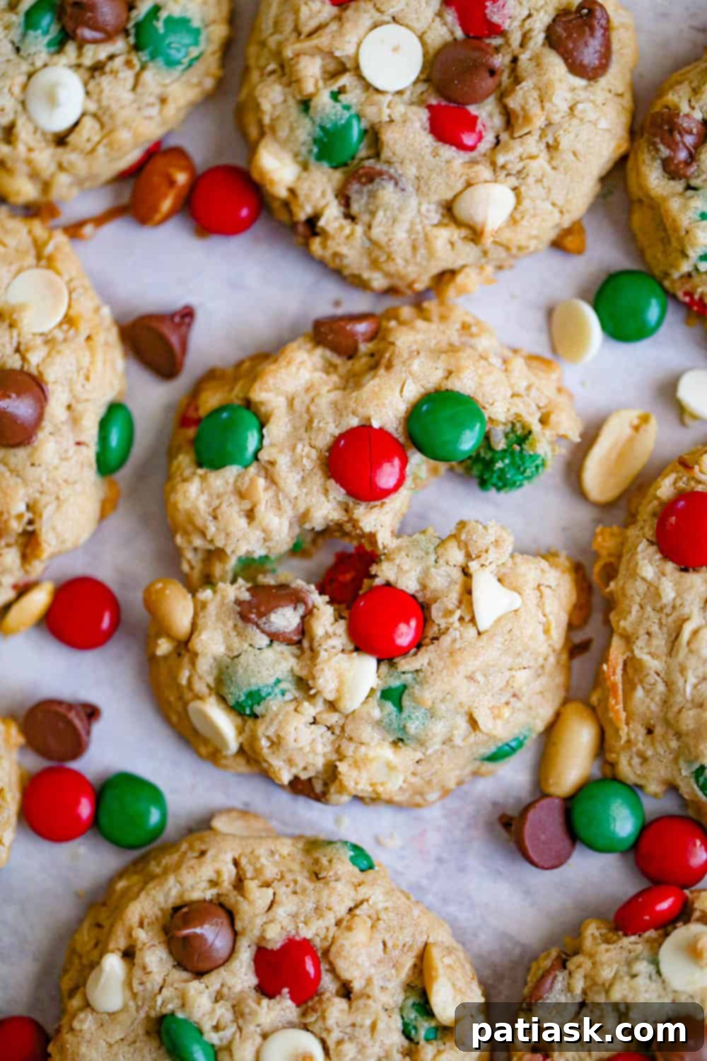 Gooey center of a Christmas Cowboy Cookie