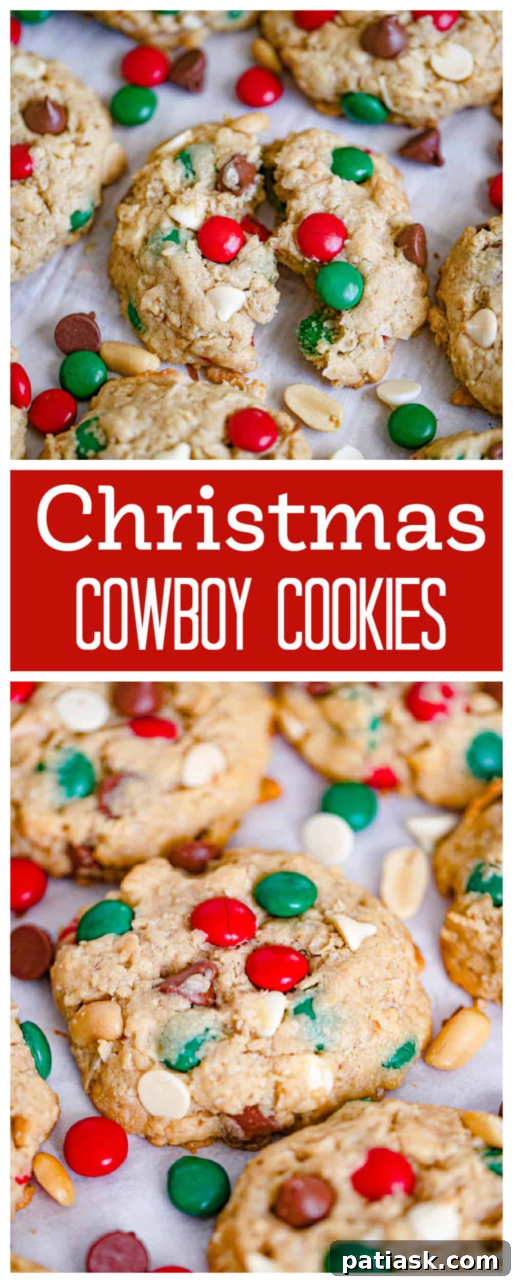 Christmas Cowboy Cookies displayed on a festive plate