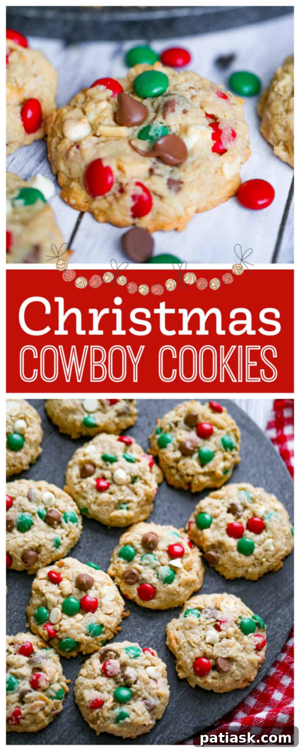Overhead shot of Christmas Cowboy Cookie dough balls on a baking sheet