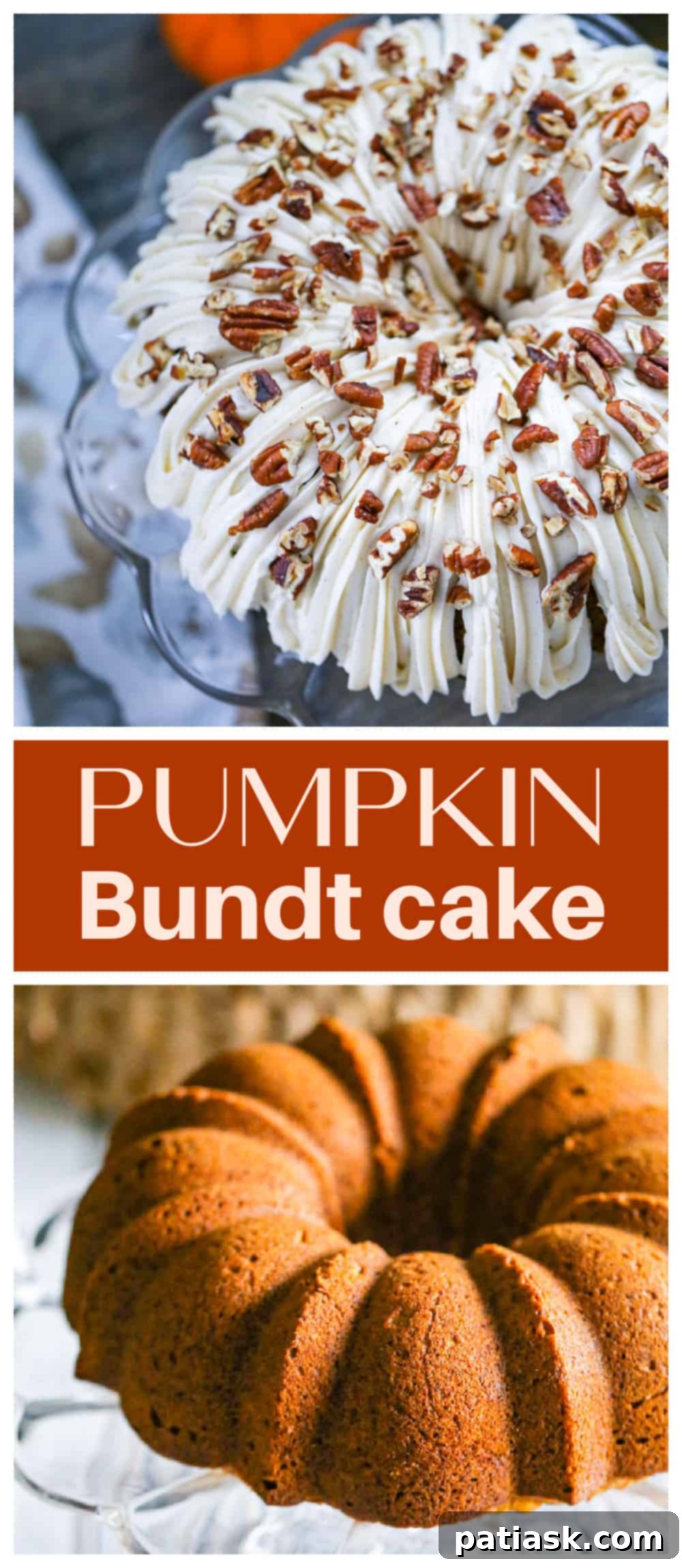 Various styled shots of the Pumpkin Bundt Cake showcasing different angles and serving suggestions