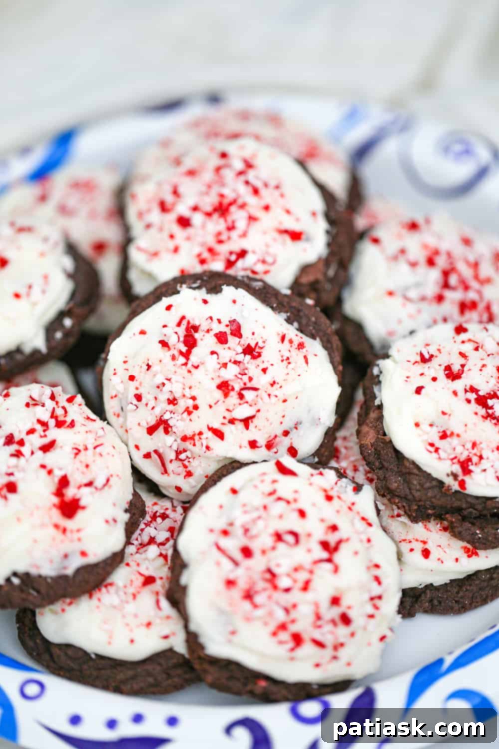 Mint Chocolate Dream Bites 5 A close-up of the raw chocolate cookie dough, ready to be scooped and baked for peppermint frosted chocolate cookies.
