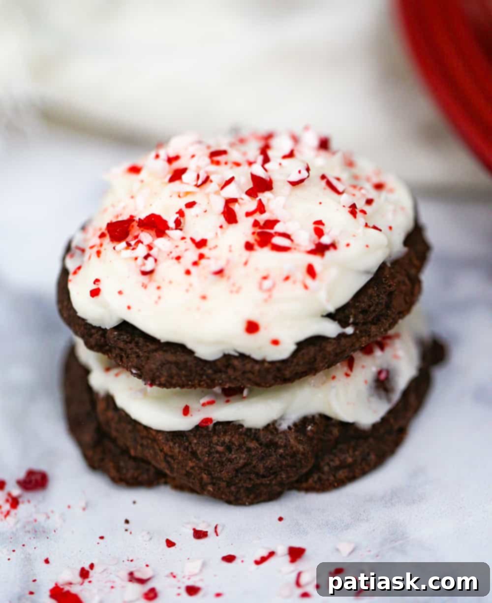 Mint Chocolate Dream Bites 6 A perfectly frosted Peppermint Frosted Chocolate Cookie on a wire rack, ready to be enjoyed.