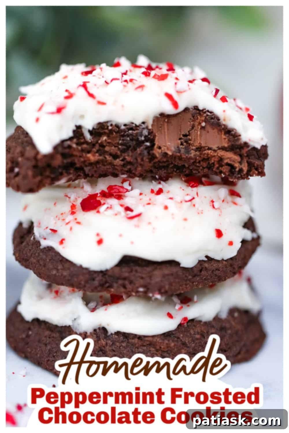 Mint Chocolate Dream Bites 11 A close-up showcasing the rich chocolate cookie base and the vibrant peppermint frosting.