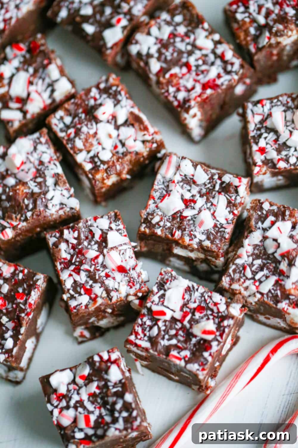 Peppermint Cloud Fudge 3 creamy peppermint fudge with marshmallows