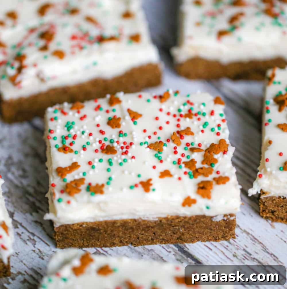 Spiced Gingerbread Bars 7 Freshly baked gingerbread cookie bars ready for frosting