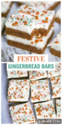 Spiced Gingerbread Bars 9 Close-up of a single gingerbread bar with generous cream cheese frosting