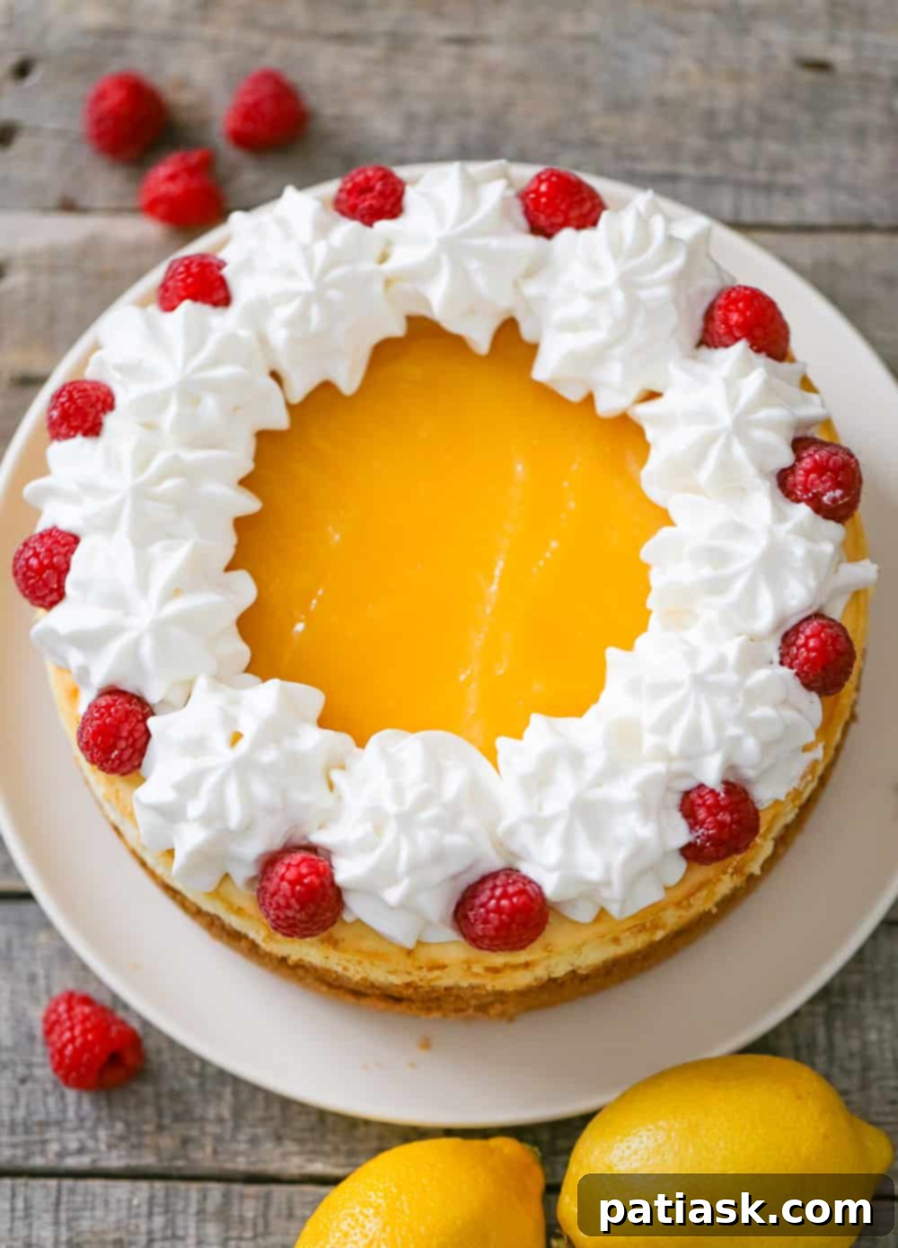 Zesty Cloud of Bliss 4 easy homemade baked lemon cheesecake recipe curd whipped cream graham cracker crust